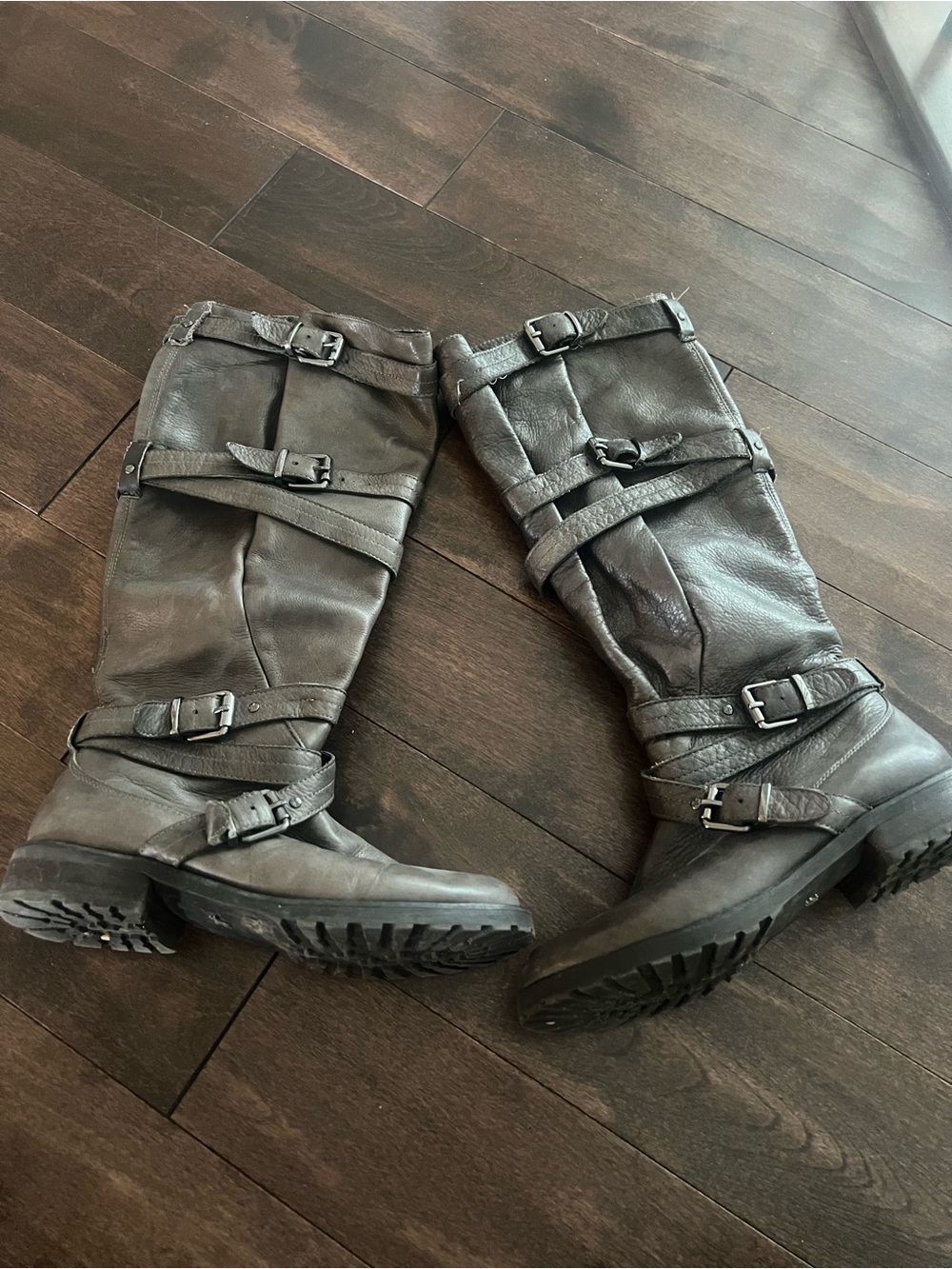 Brown Buckle-Accent Tall Women's Riding Boots